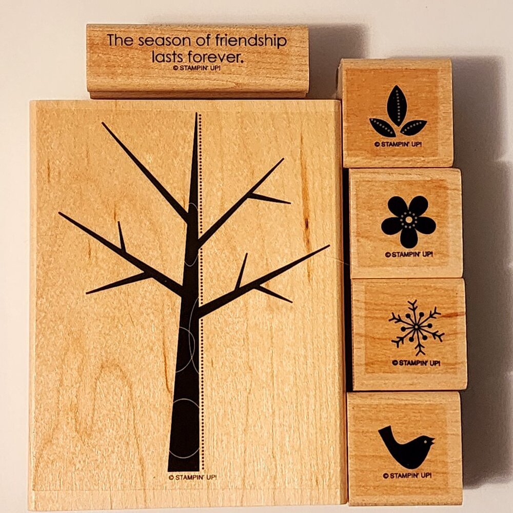Stampin' Up! 'Season of friendship' 6 piece set of wood mounted stamps.